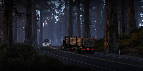American Truck Simulator Trucks Driving At Night