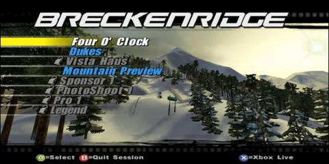 Amped 2 course and challenge selection