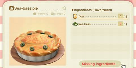 Animal Crossing New Horizons Sea-Bass Pie