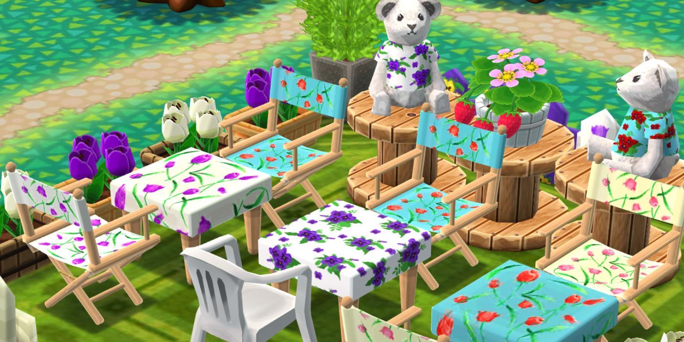 animal crossing pocket camp complete flower garden lounge judging