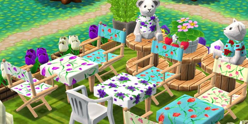 animal crossing pocket camp complete flower garden lounge judging