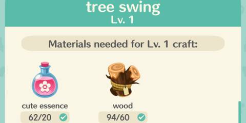animal crossing pocket camp complete tree swing amenity crafting recipe