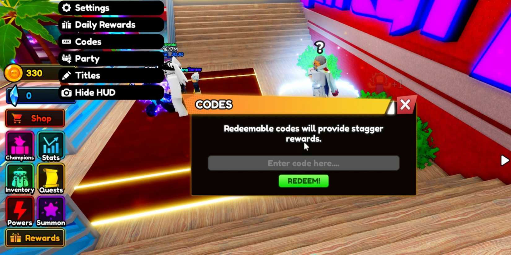 Anime Venture the codes tab