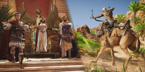 Featured image for Assassin's Creed Origins showcasing Bayek and several NPCs
