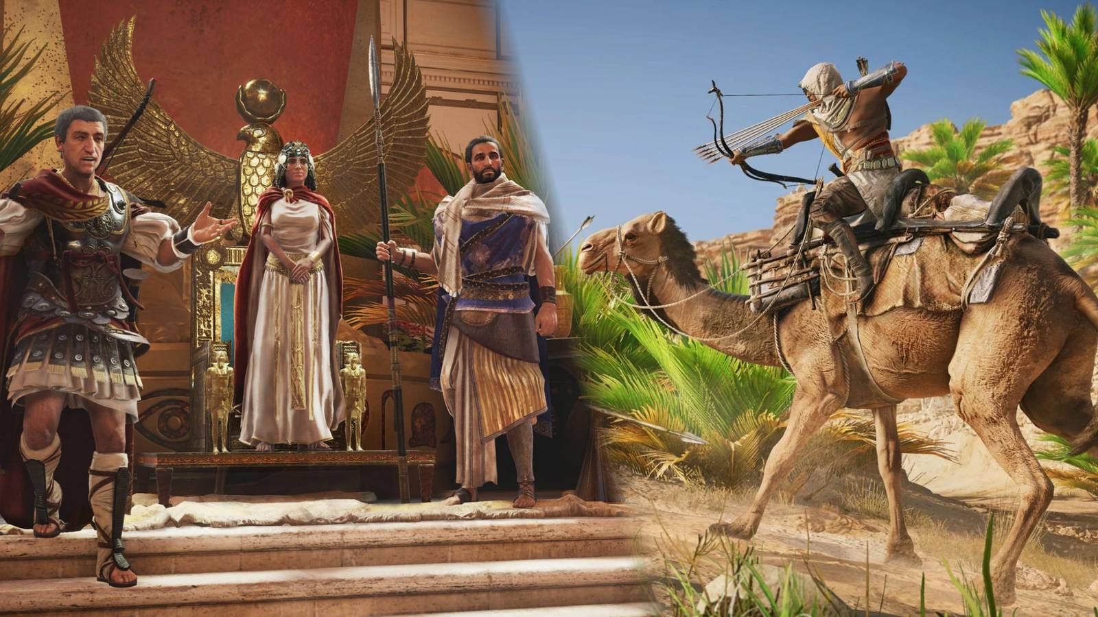 Featured image for Assassin's Creed Origins showcasing Bayek and several NPCs
