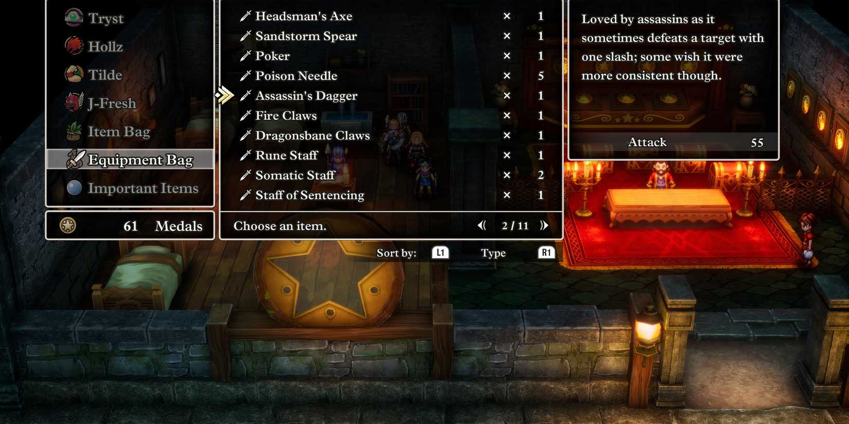 Assassin's Dagger weapon in Dragon Quest 3 HD-2D Remake