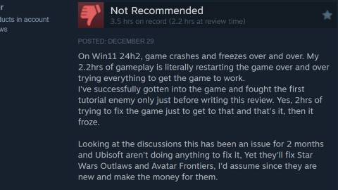 Recent negative Assassin's Creed Origins review on Steam