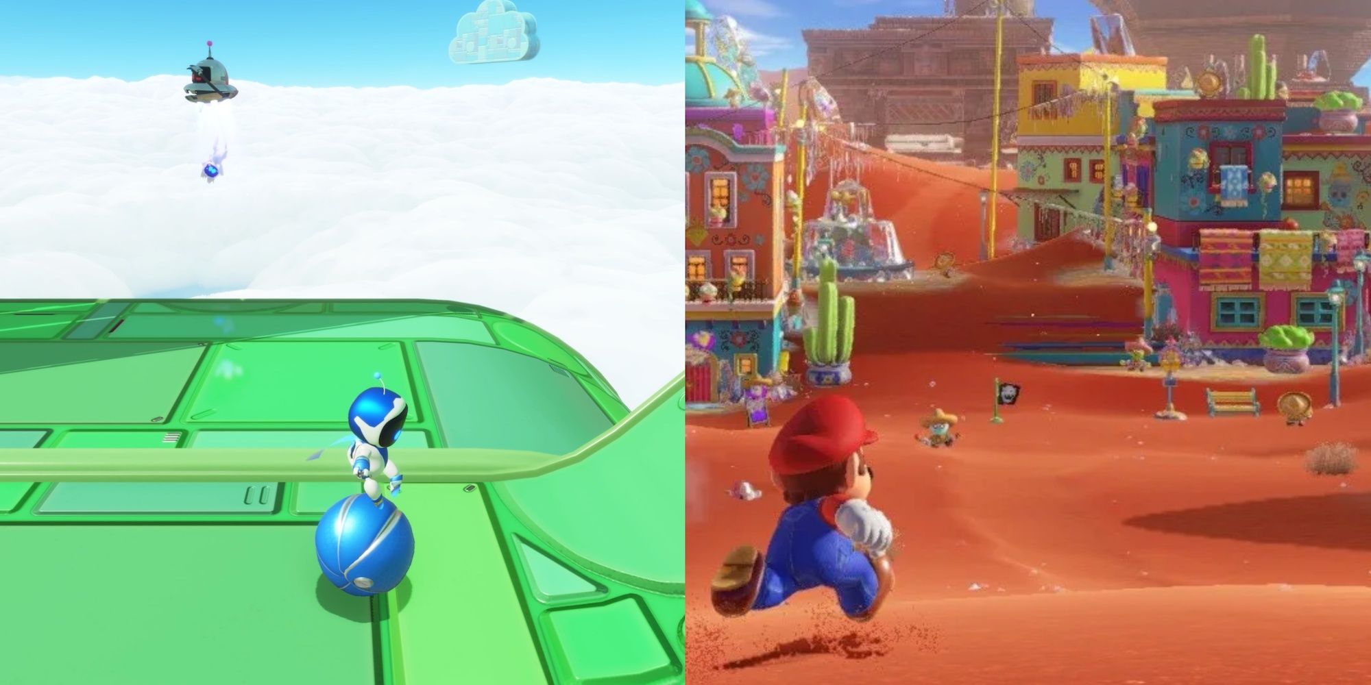 Astro Bot on the left and Super Mario Odyssey on the right