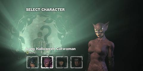Catwoman costume select screen in Batman: Arkham City