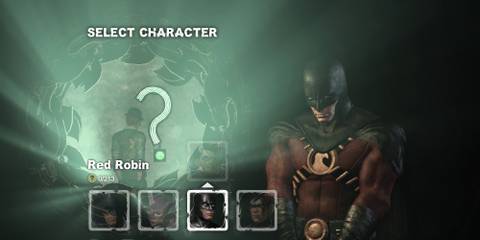Robin costume select screen in Batman: Arkham City