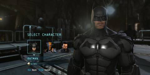 Batman skin selection in Batman: Arkham Origins