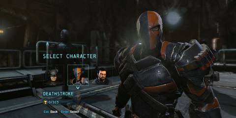 Deathstroke skin selection in Batman: Arkham Origins