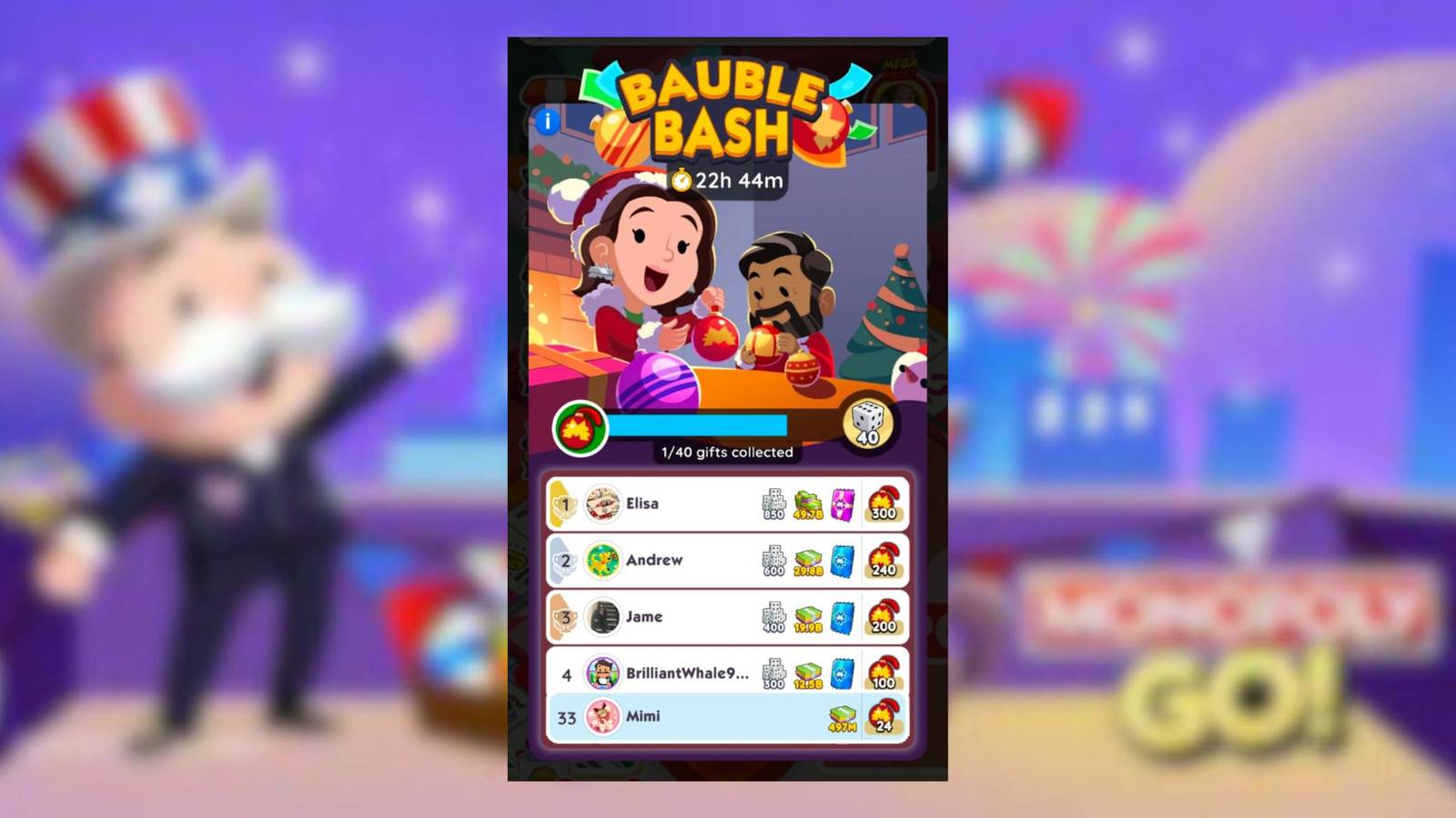 bauble bash monopoly go