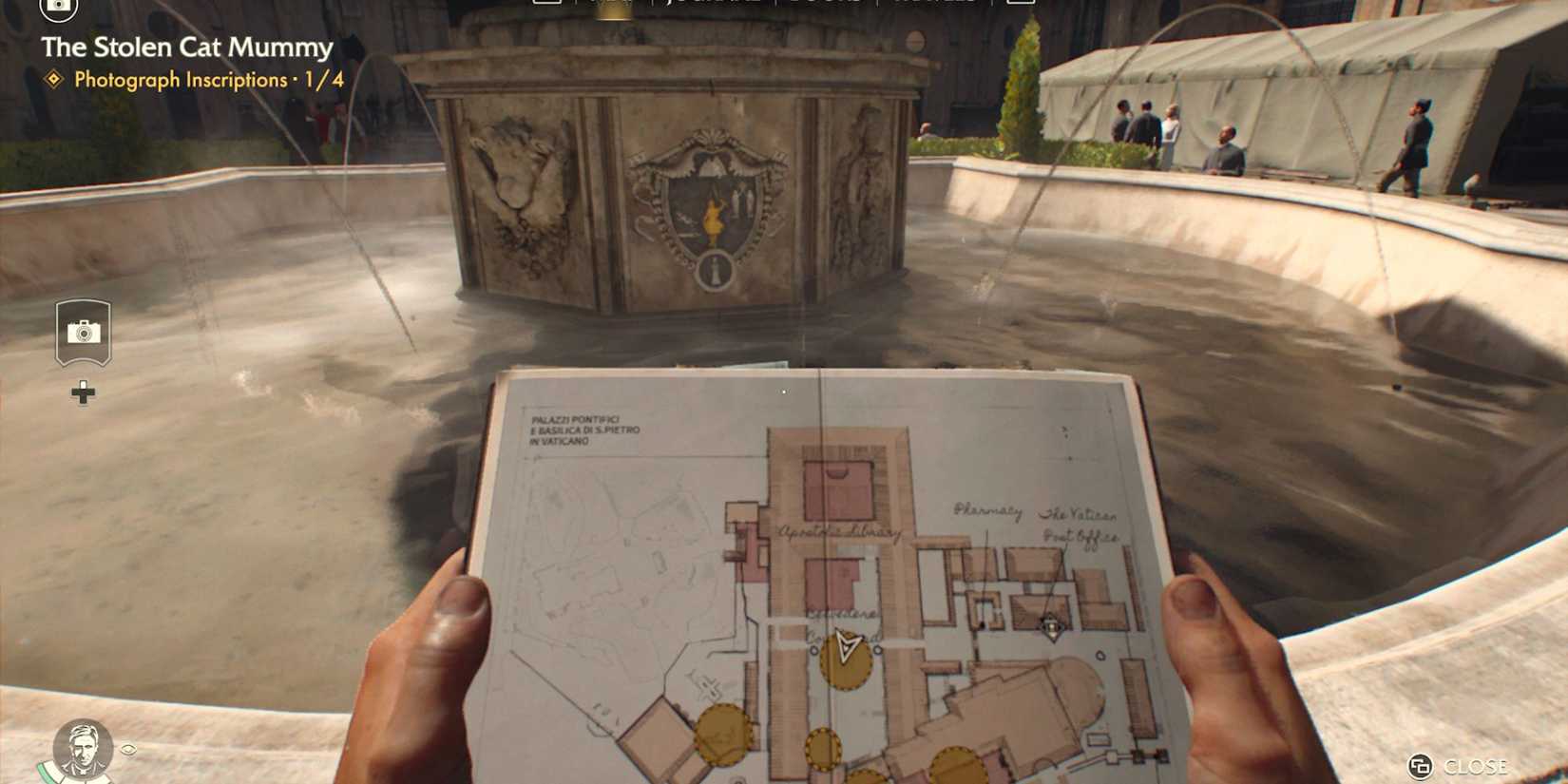 Belvedere Courtyard Inscription location in Indiana Jones and the Great Circle