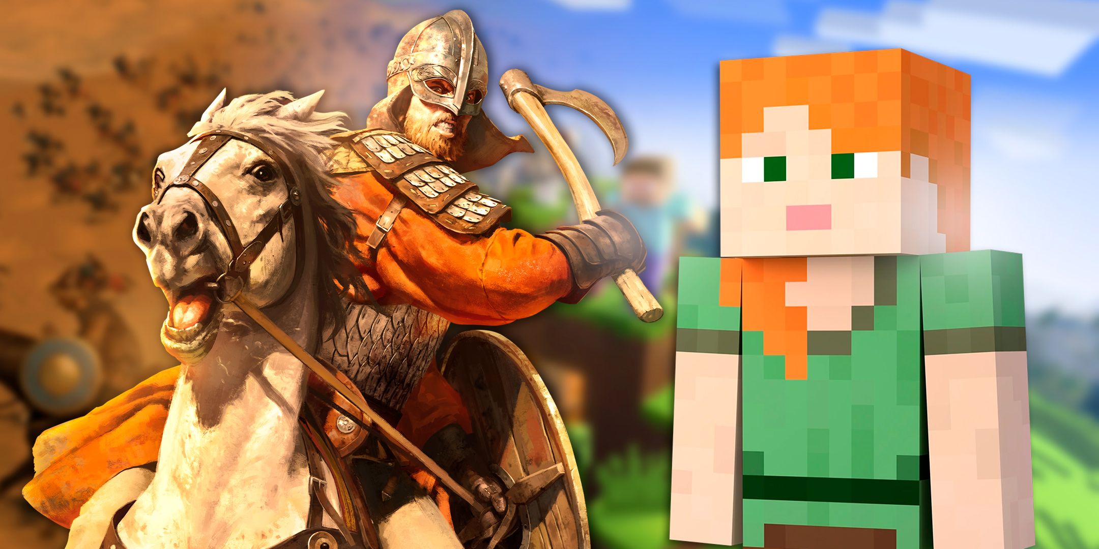 Characters from Minecraft and Mount & Blade 2