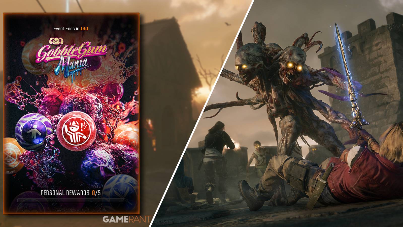 Split-image showcasing the GobbleGum Mania and Zombies