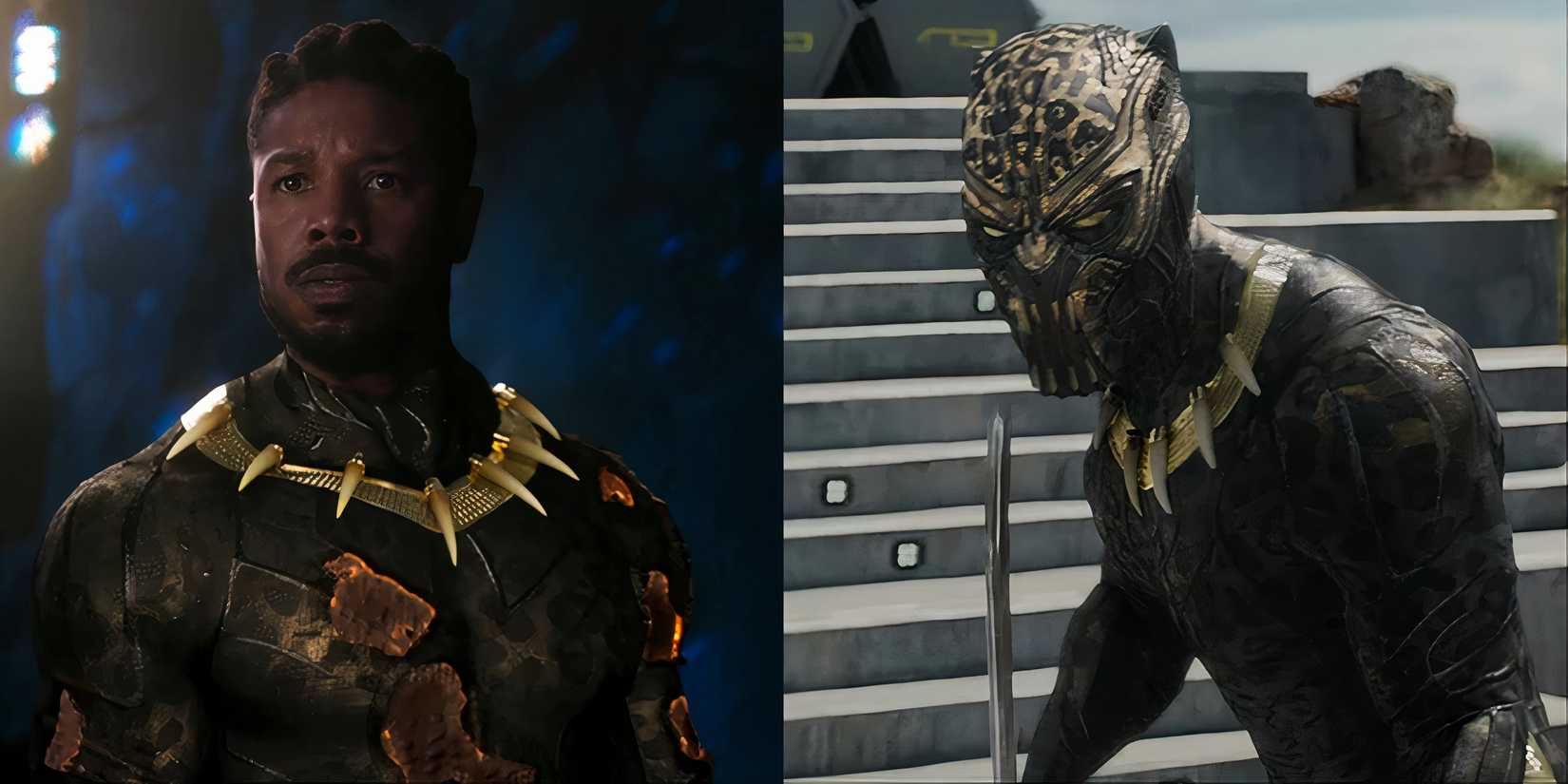 Split image of N'Jadaka and Killmonger in Black Panther