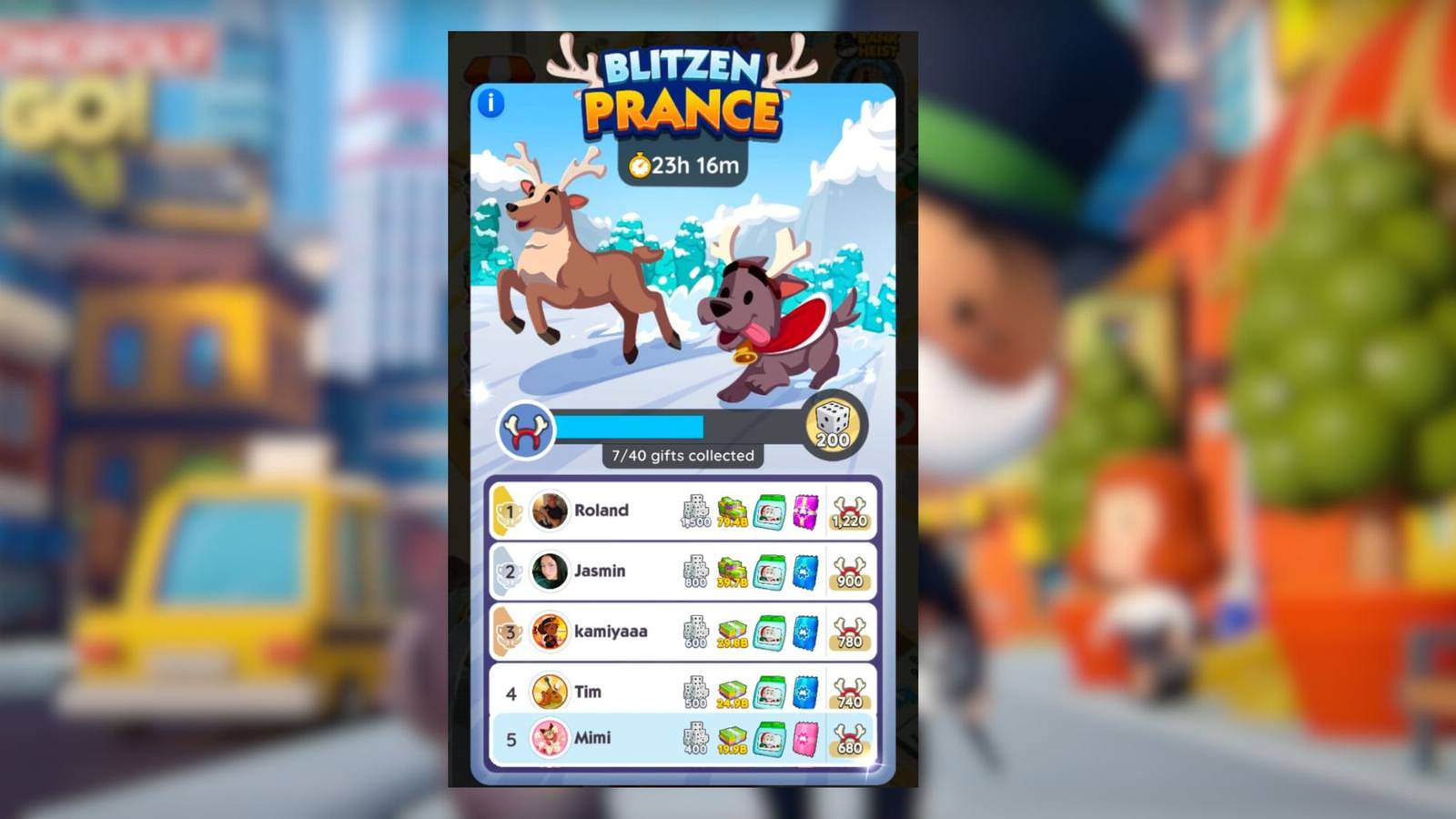 blitzen prance monopoly go