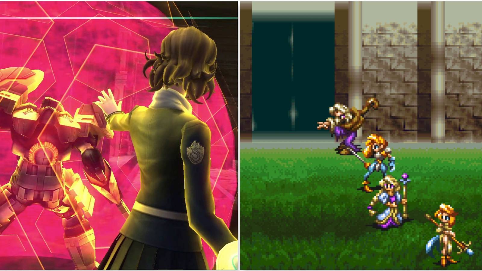 Casting a barrier in Lost Dimension and Fighting a battle in Bahamut Lagoon