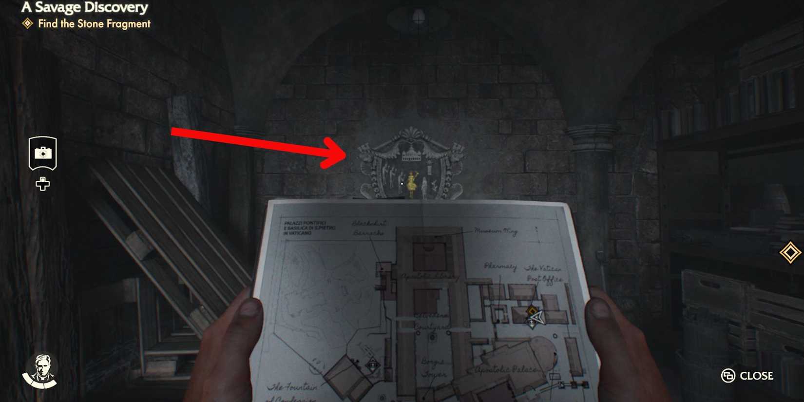 Cellar Inscription location in Indiana Jones and the Great Circle