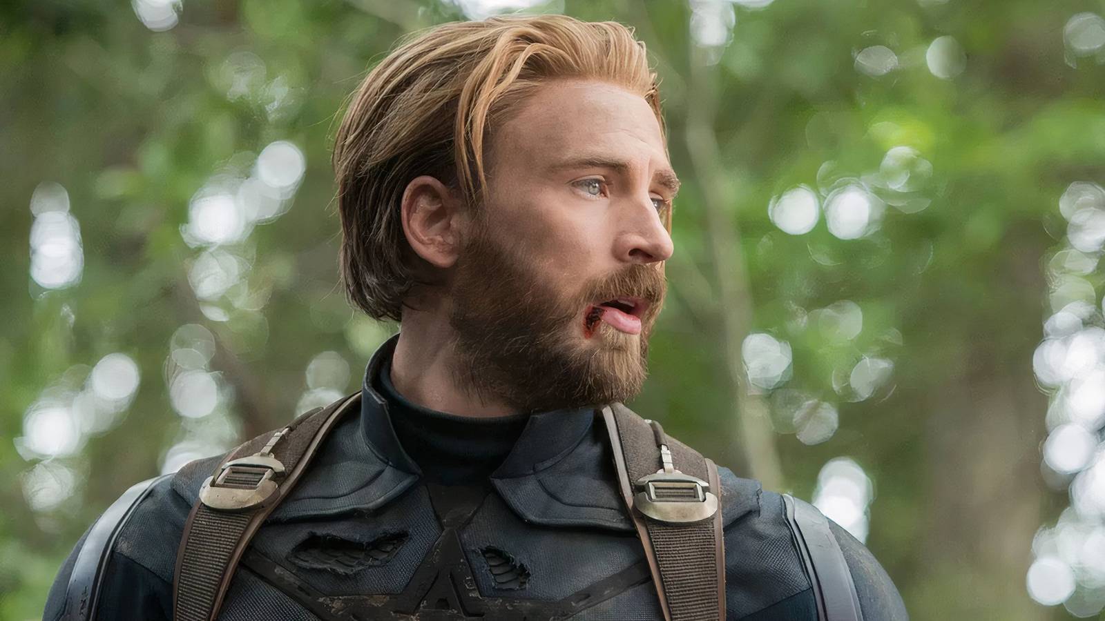 Chris Evans as Captain America with longer hair 