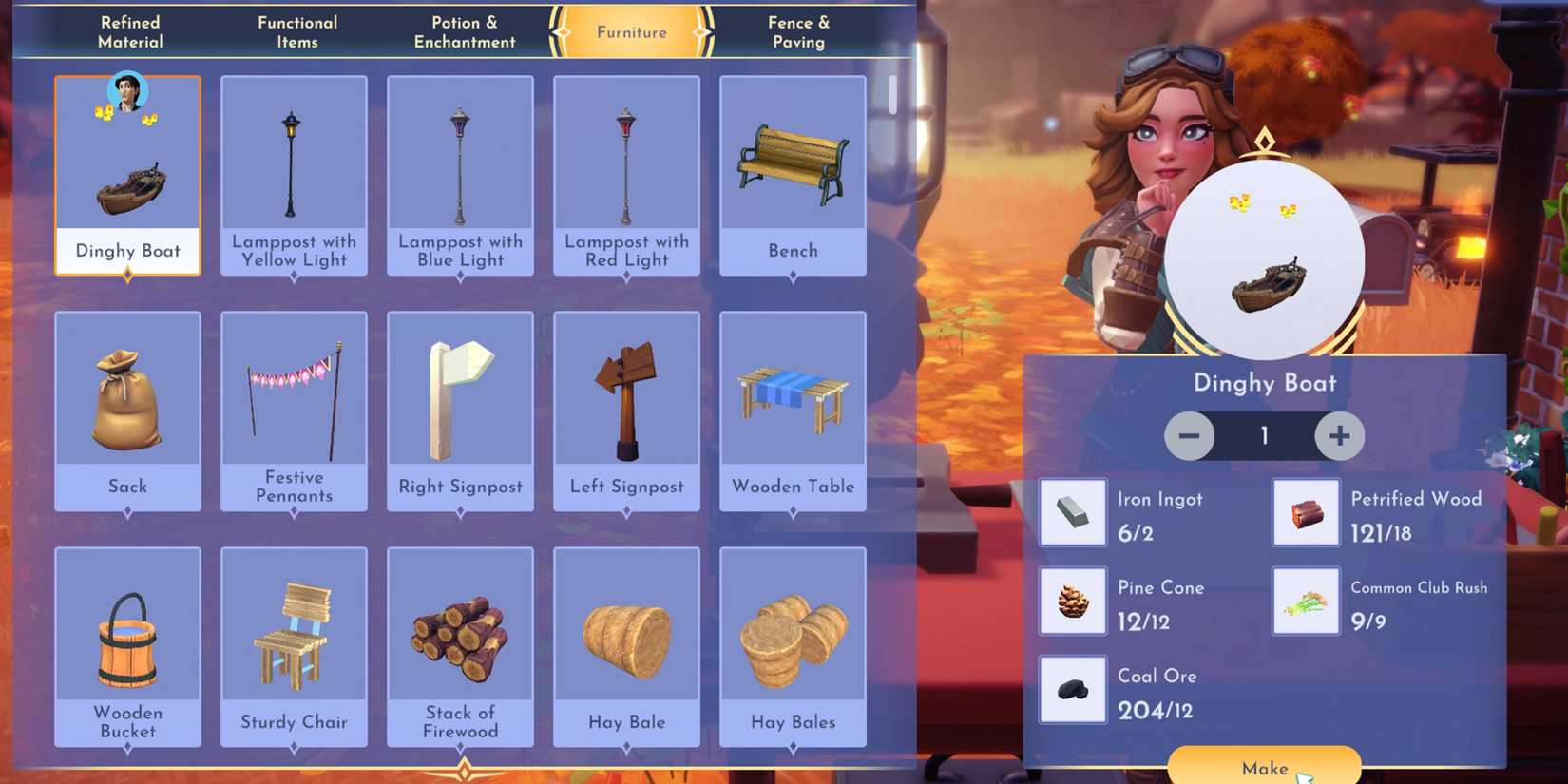 craft the dinghy boat in disney dreamlight valley