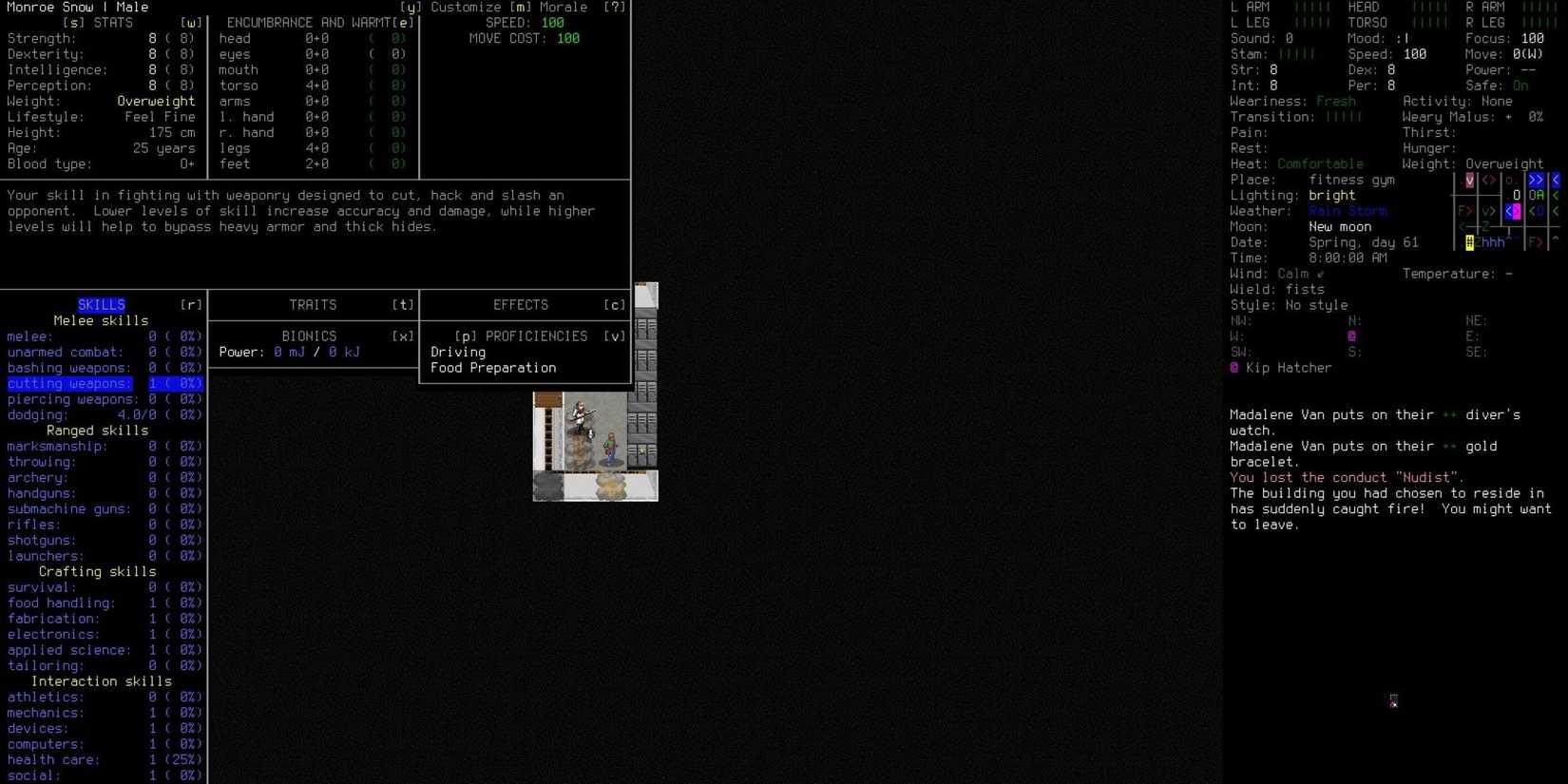 Cutting Weapon Skill Highlighted In Character Menu