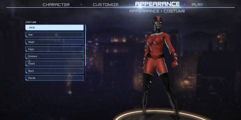 Custom character creation screen in DC Universe Online