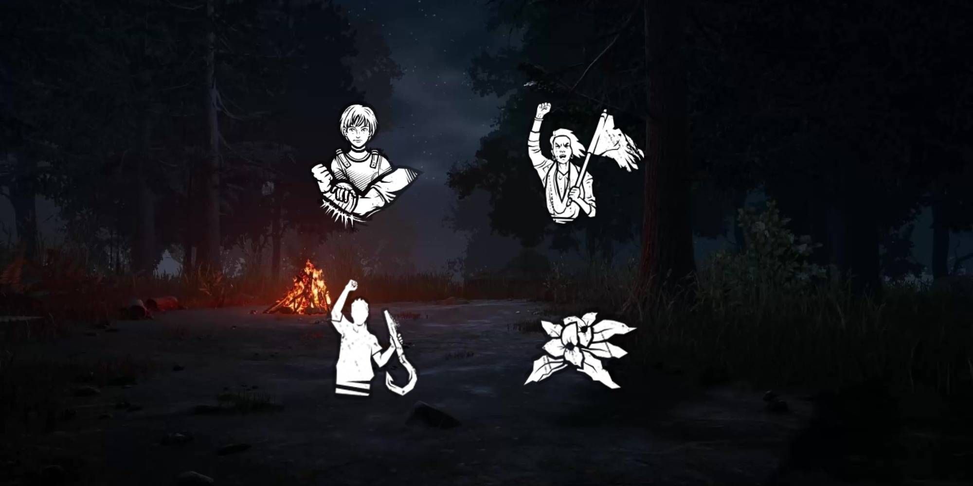 Dead by Daylight campfire and four perk icons