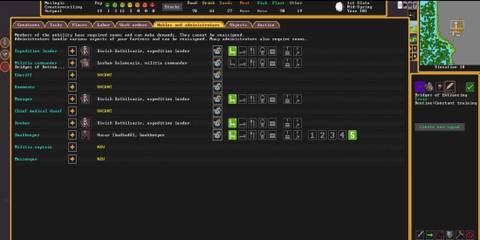 Management Menu in Dwarf Fortress