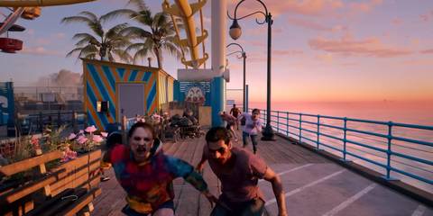 the player in front of a group of zombies