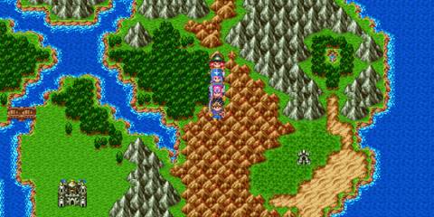 Exploring the world map in Dragon Quest 3