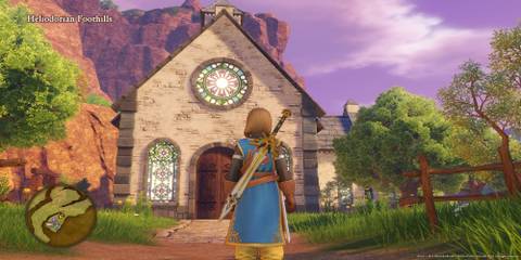 The Player Standing In Front Of A Church 