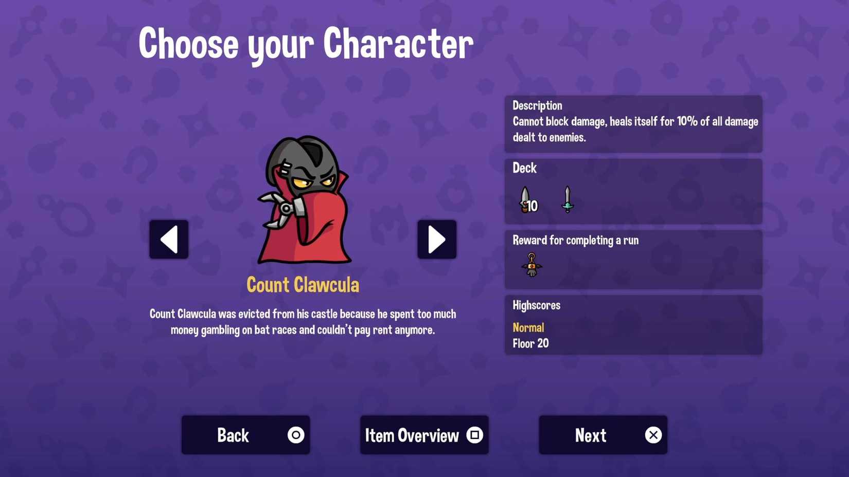 Dungeon Clawler_Character_Count Clawcula