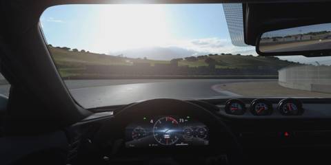 A First Person Image of the Laguna Seca Track From Gran Turismo 7