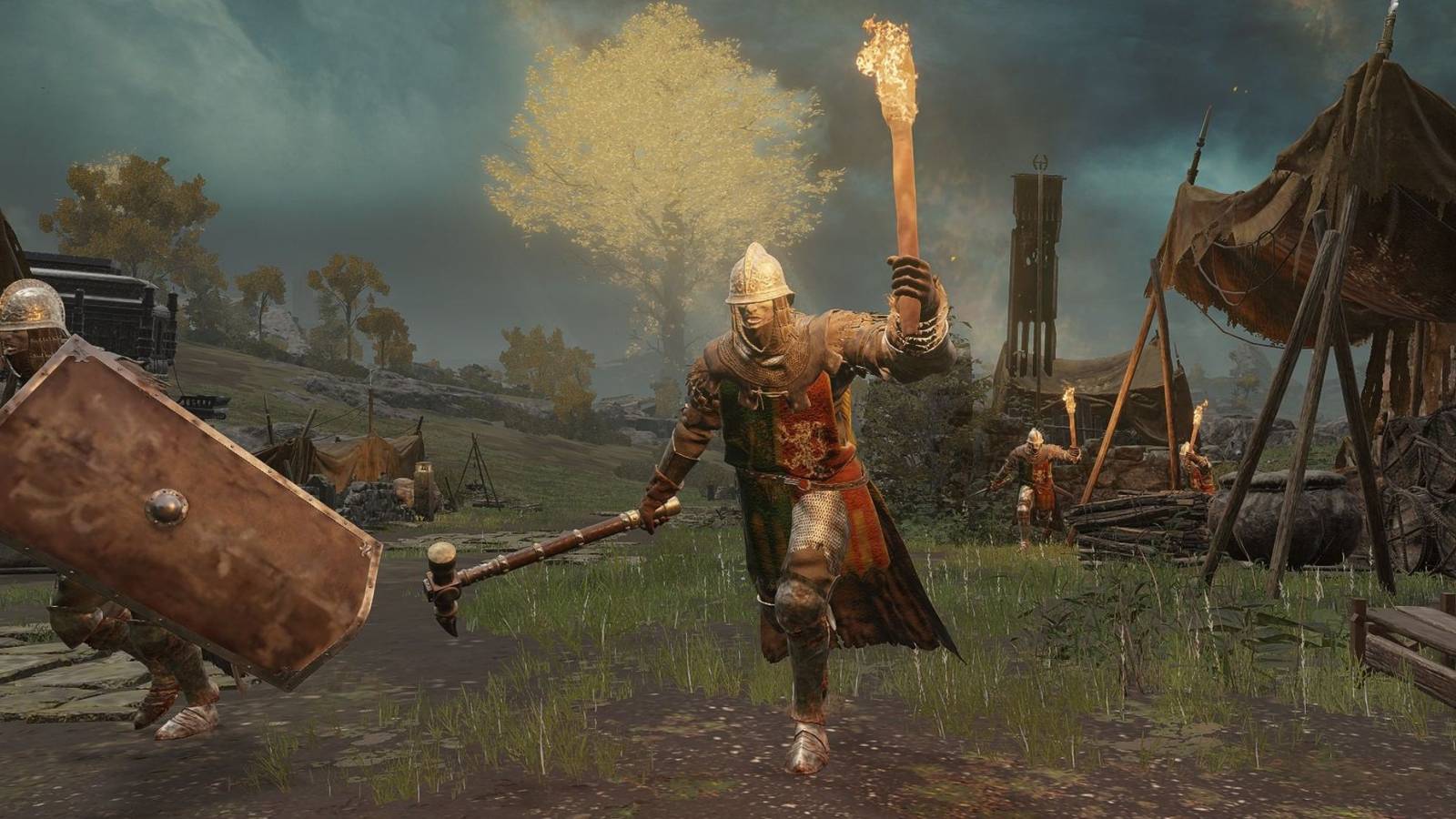 elden ring fan shares clip of a stare down between the soldiers of godrick and a pillar