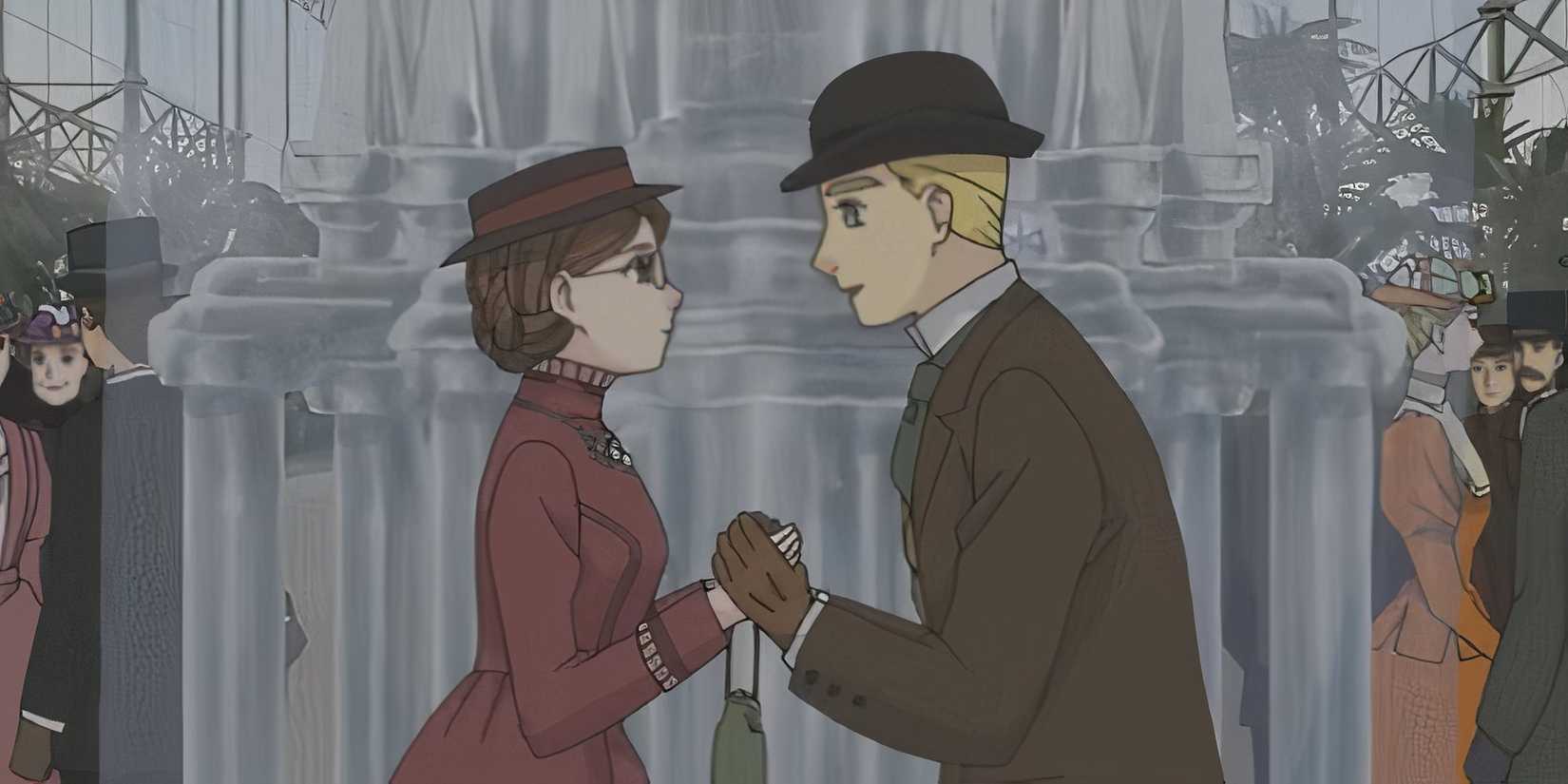 Emma a Victorian Romance the main couple clutch one anothers hands