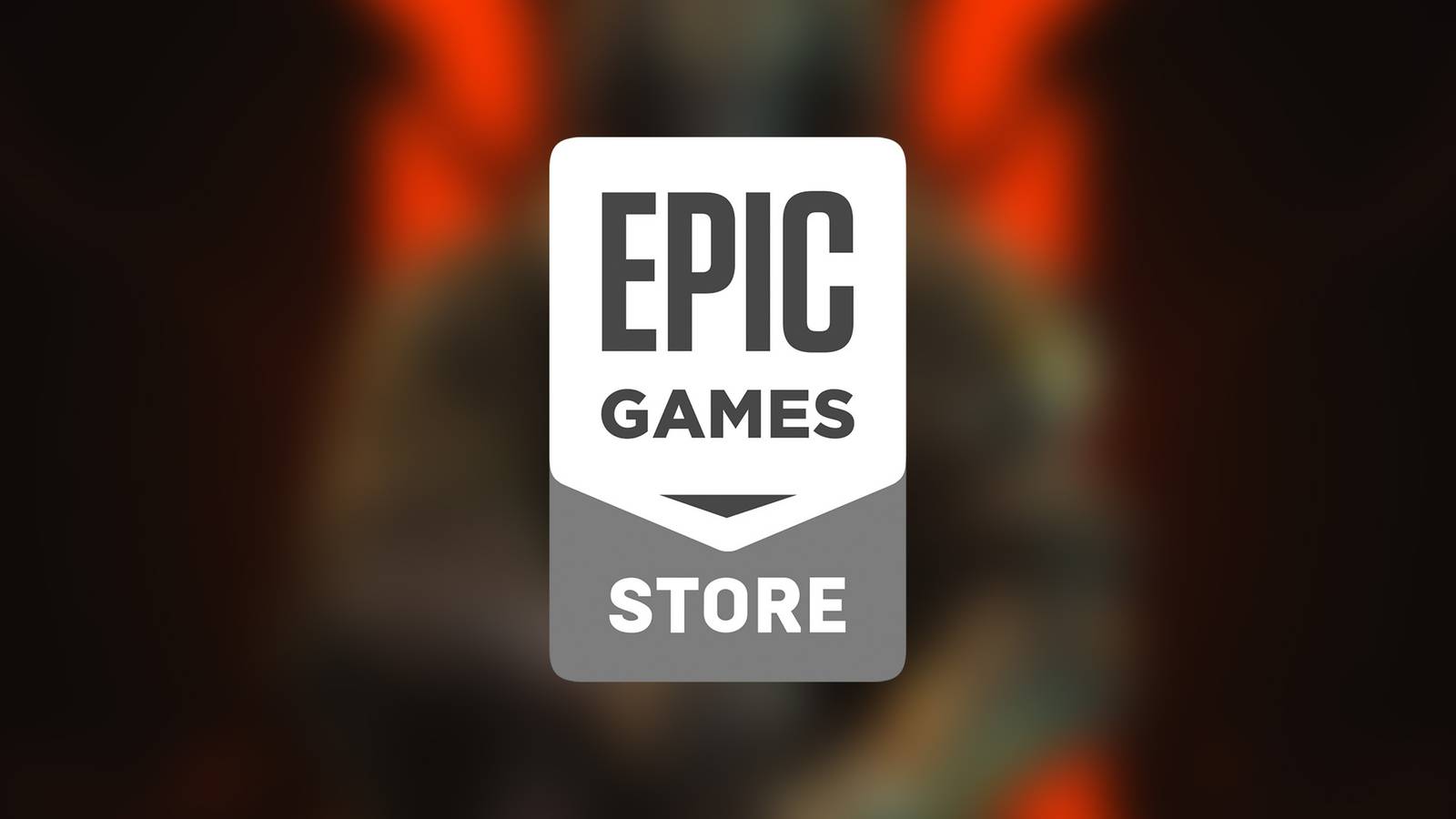The Epic Games Store logo in front of a blurred image from Ghostrunner 2