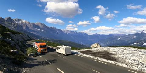 Euro Truck Simulator 2 A Truck Driving Along The Mountainside