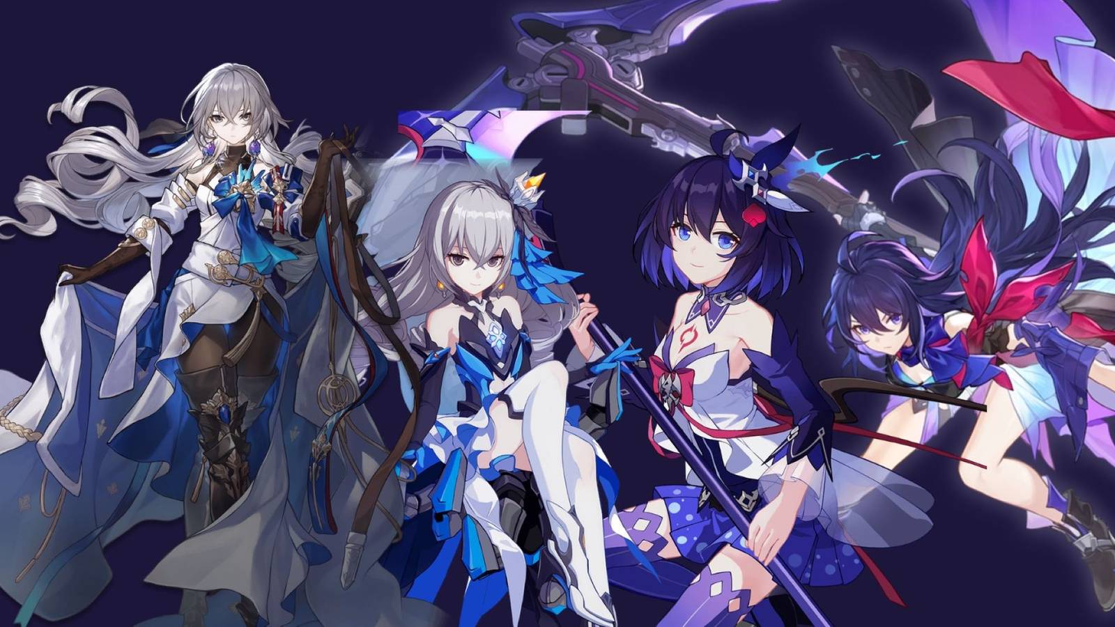 a collage of honkai star rail and honkai impact 3rd's versions of bronya and seele