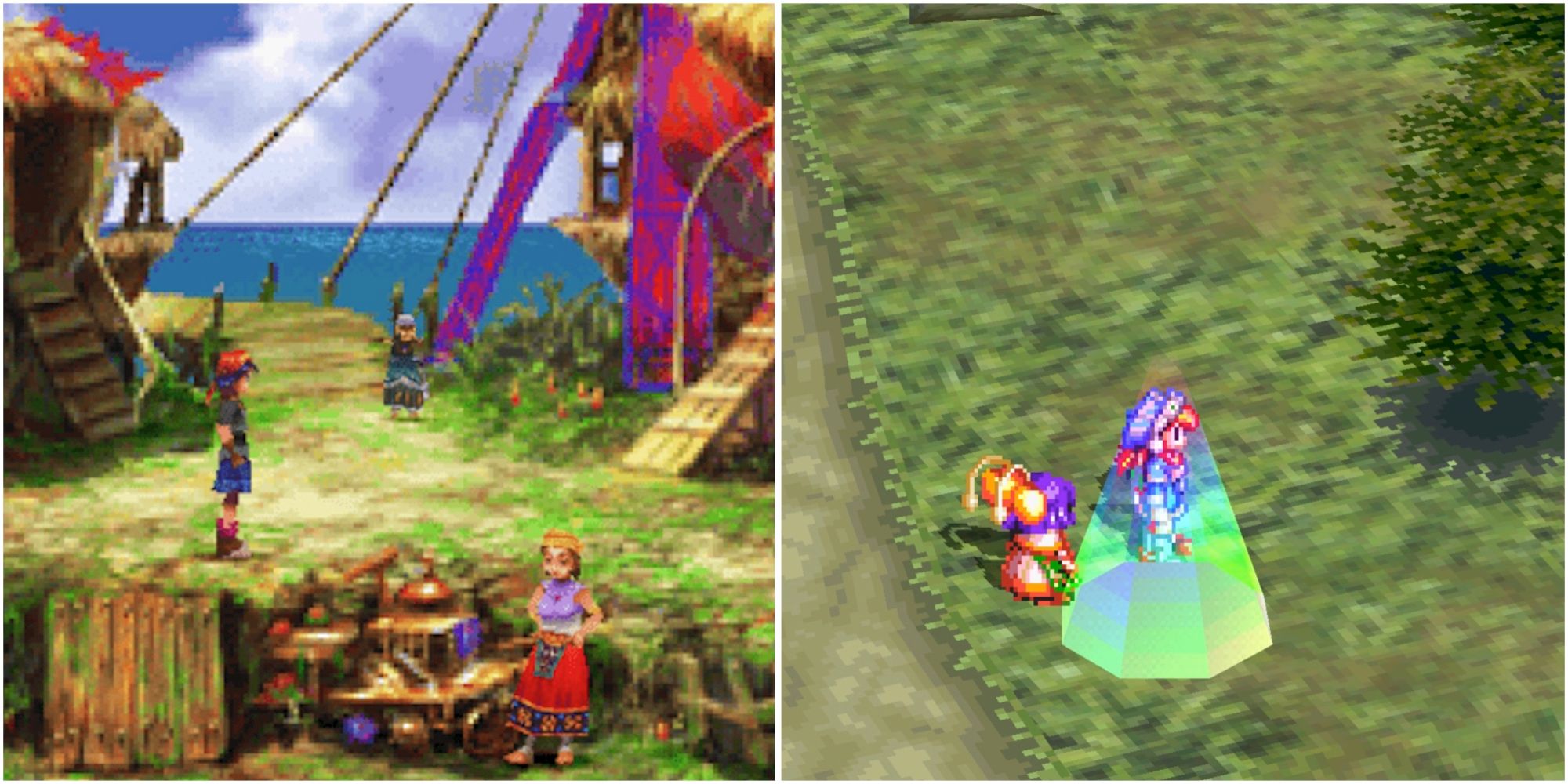 Exploring a town in Chrono Cross and Save point in Grandia