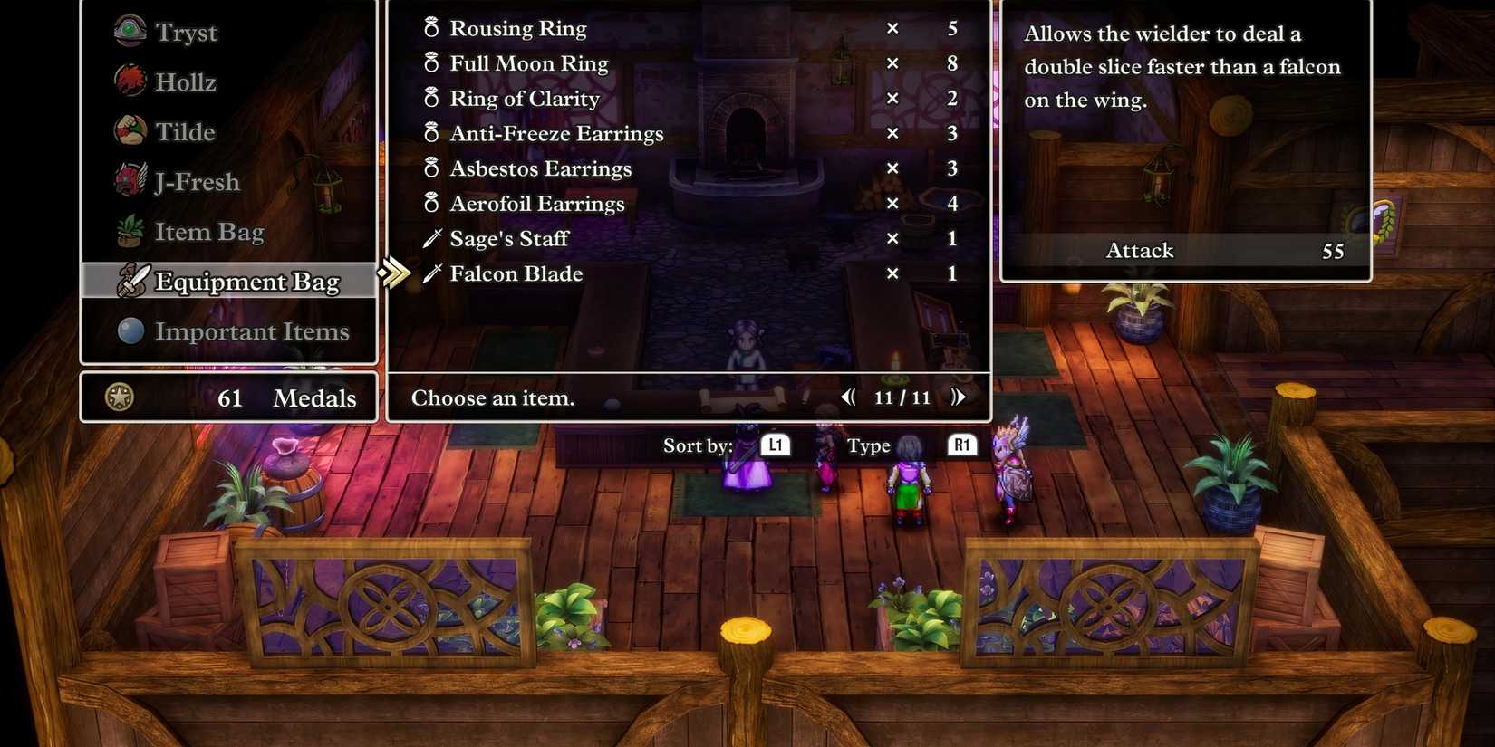 Falcon Blade weapon in Dragon Quest 3 HD-2D Remake