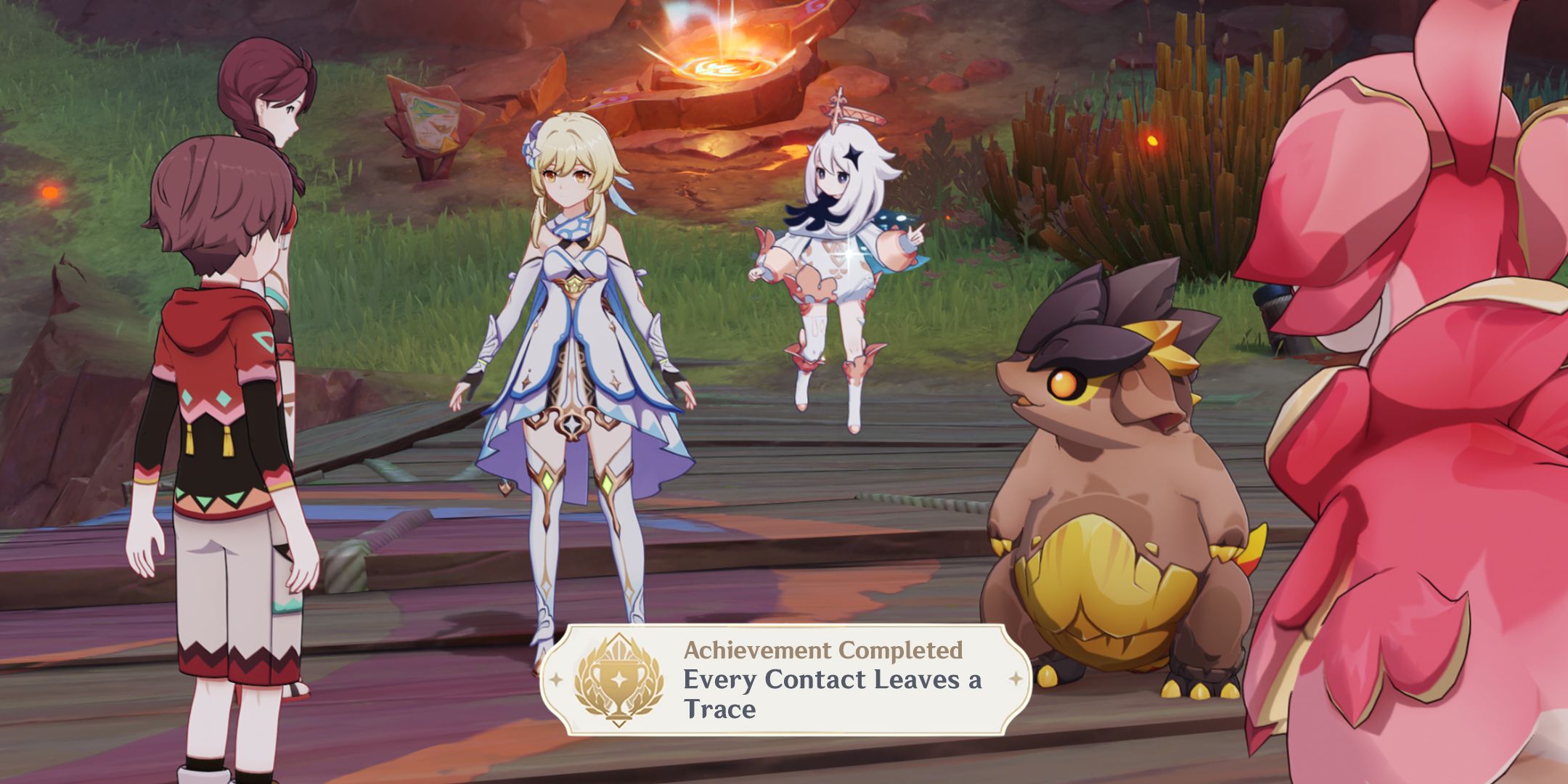 farewell final saurus cracker quest - Every Contact Leaves a Trace achievement in Genshin Impact