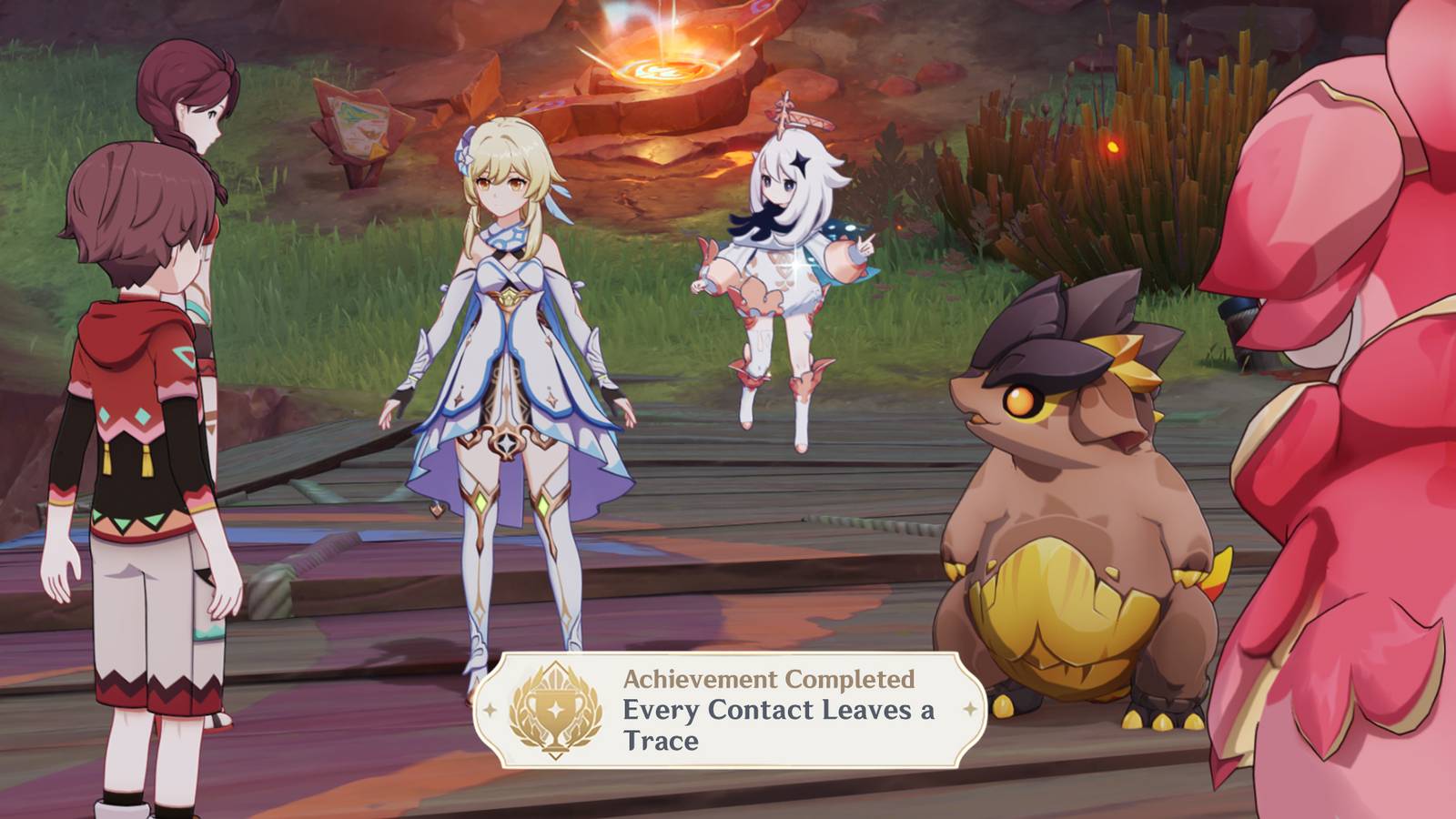 farewell final saurus cracker quest - Every Contact Leaves a Trace achievement in Genshin Impact
