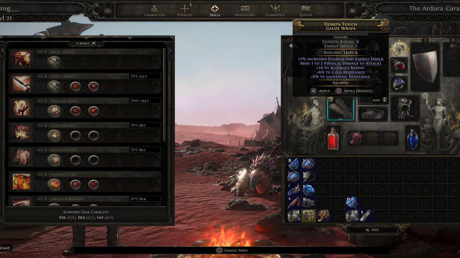 The Player Inspecting A Piece of Rare Gear