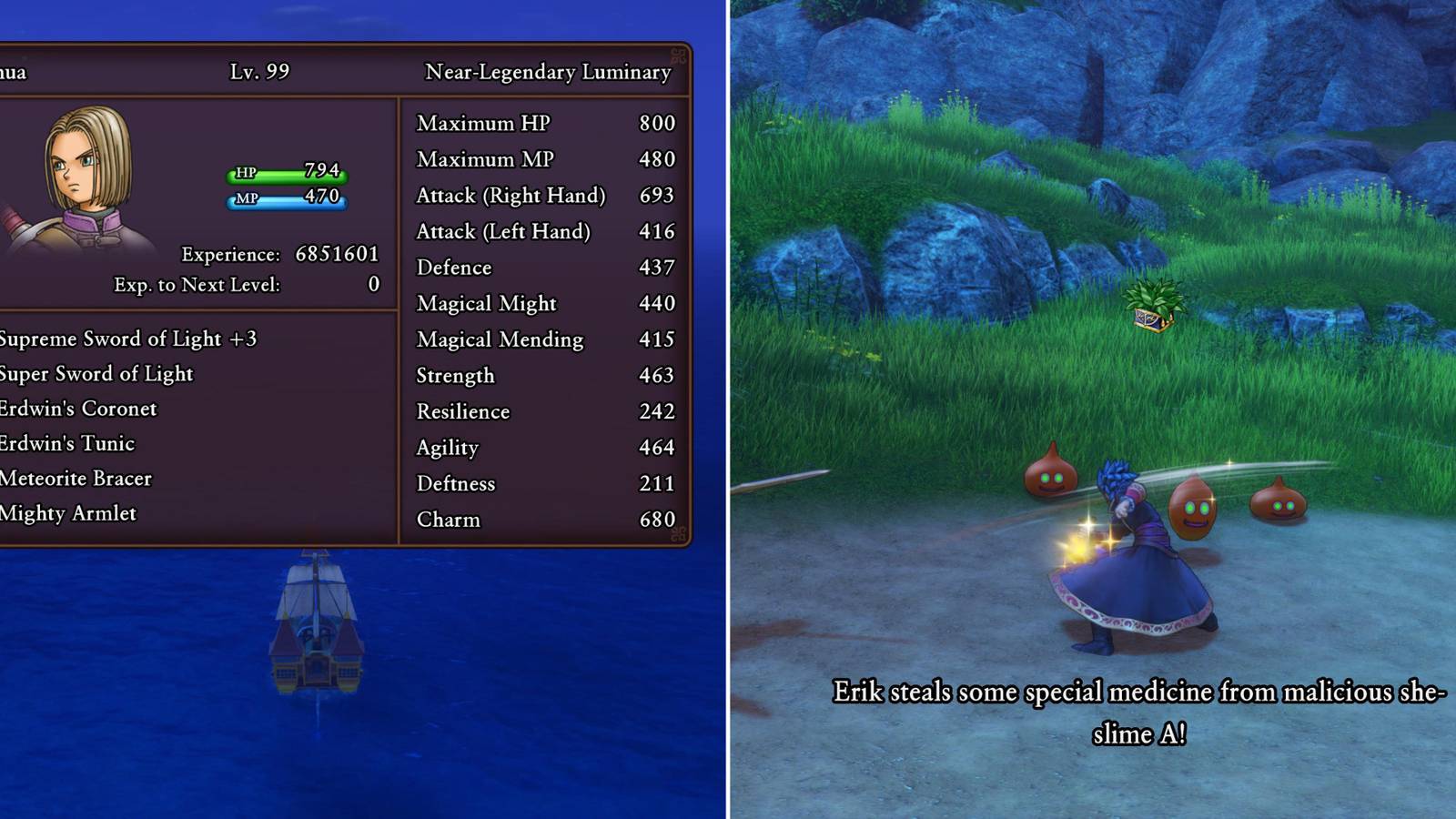 The Protagonist's Stats & Erik Stealing An Item 