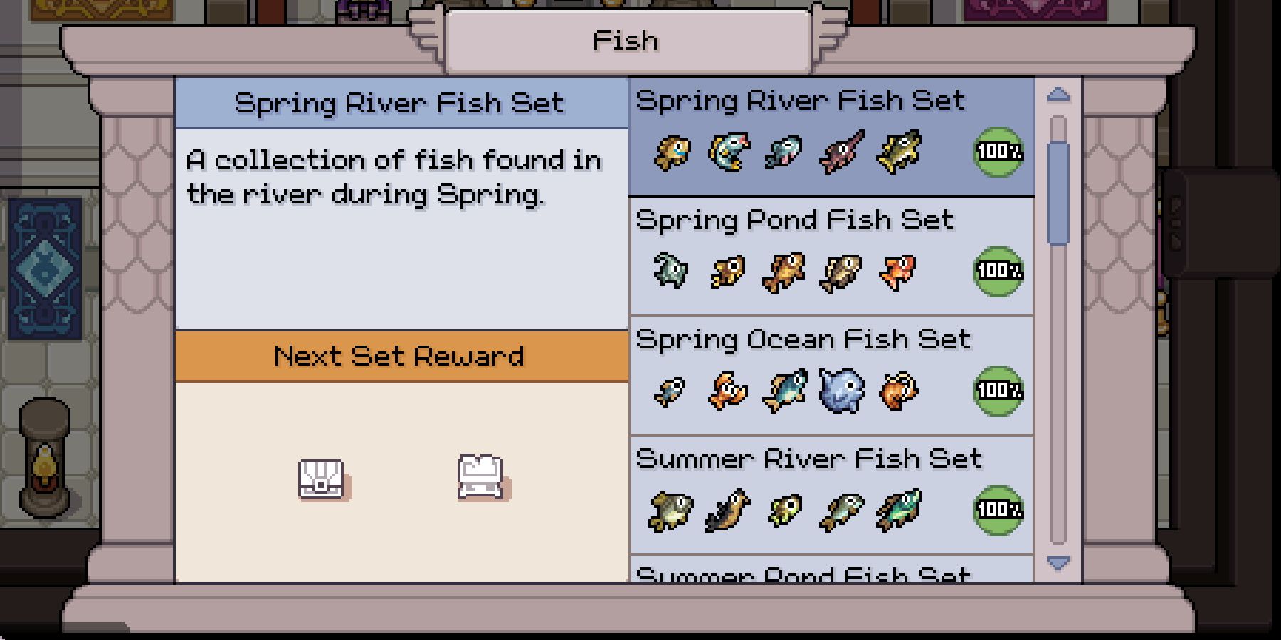 fields of mistria spring river fish set