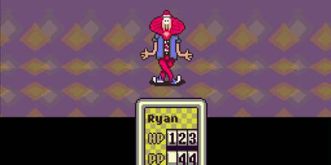 Fighting a battle in EarthBound