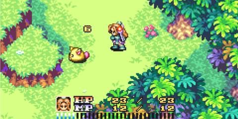 Fighting an enemy in Sword of Mana