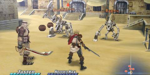 Fighting enemies in Rogue Galaxy